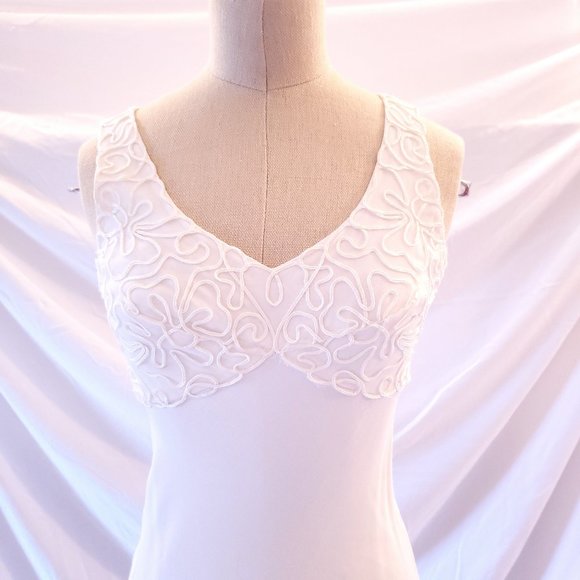 SALE Vintage Rampage Off White empire waist sheath gown 3 lace top vneck - Picture 2 of 9